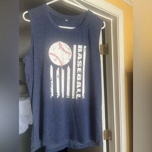 Blue Baseball Graphic Tank Top